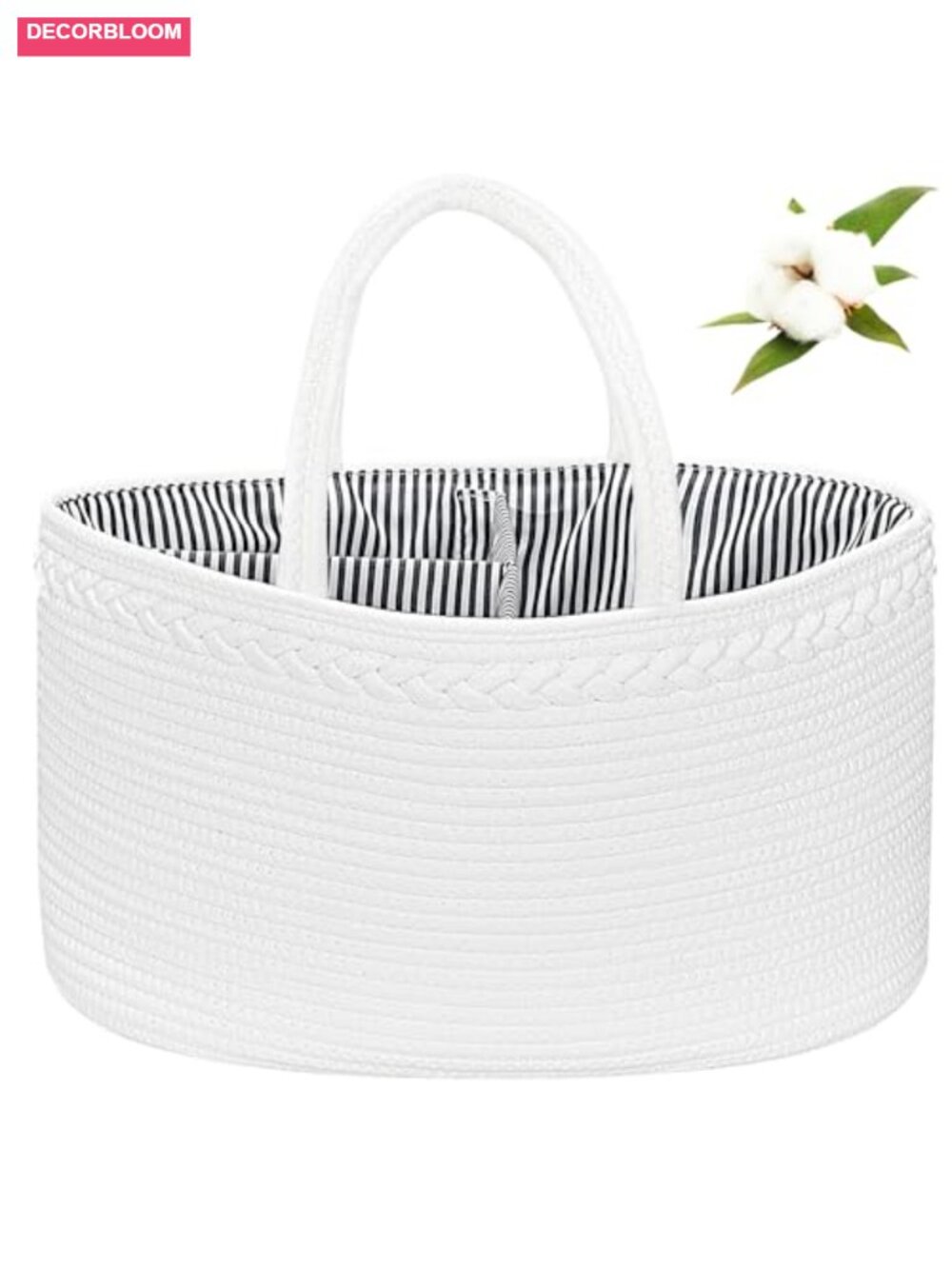 X-Large Cotton Rope Diaper Caddy Organizer with Removable Dividers Nursery